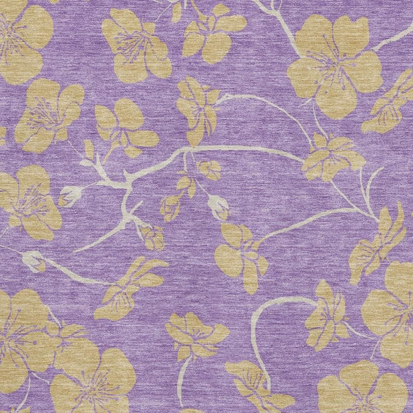 HomeRoots 5' X 8' Washable Purple and Gold Floral Area Rug with UV Protection – Perfect for Homes with Kids & Pets 681193