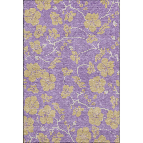 HomeRoots 10' X 14' Floral Area Rug in Purple & Gold - Washable, UV-Protected, Stain Resistant for High-Traffic Areas 681197