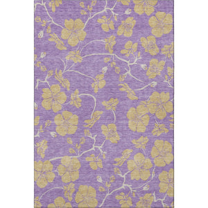 HomeRoots 10' X 14' Floral Area Rug in Purple & Gold - Washable, UV-Protected, Stain Resistant for High-Traffic Areas 681197