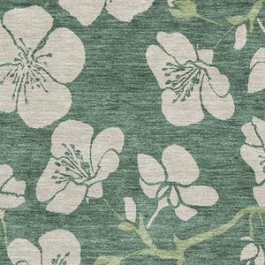 HomeRoots 5' X 8' Sage And Beige Floral Area Rug – Stylish, Washable, UV-Protected for Homes with Kids & Pets 681199