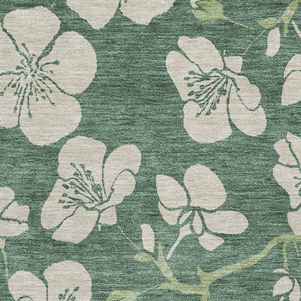 HomeRoots 5' X 8' Sage And Beige Floral Area Rug – Stylish, Washable, UV-Protected for Homes with Kids & Pets 681199
