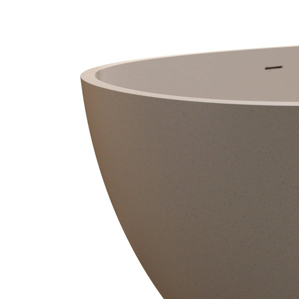 English Elm 55' 55 Inch Freestanding Stone Resin Soaking Tub Sculptural Oval Basin for Spa Bathrooms Beige W2753P415935