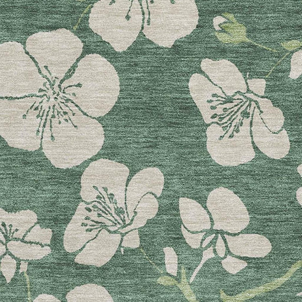 HomeRoots 8' X 10' Sage and Beige Floral Area Rug - Washable, UV-Protected, Durable Elegance for Every Room 681201