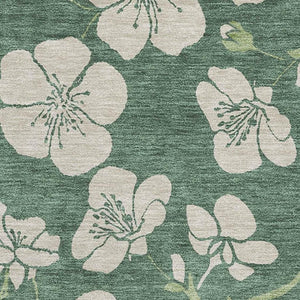 HomeRoots 9' X 12' Sage and Beige Floral Area Rug - Durable, Washable, UV-Protected for Busy Homes & Style 681202