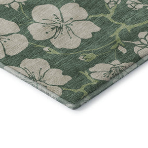 HomeRoots 10' X 14' Floral Area Rug in Sage & Beige - Washable, UV Protected, Stain Resistant for Homes 681203