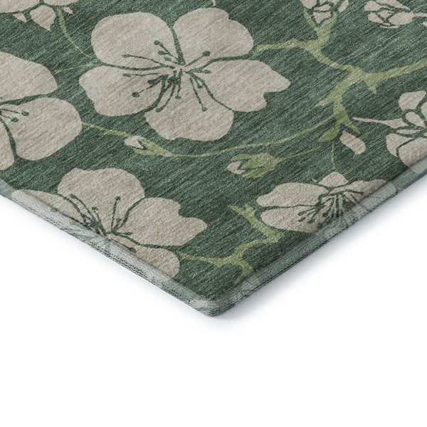 HomeRoots 10' X 14' Floral Area Rug in Sage & Beige - Washable, UV Protected, Stain Resistant for Homes 681203