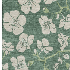 HomeRoots 10' X 14' Floral Area Rug in Sage & Beige - Washable, UV Protected, Stain Resistant for Homes 681203