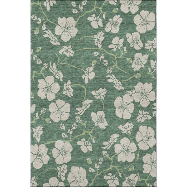 HomeRoots 10' X 14' Floral Area Rug in Sage & Beige - Washable, UV Protected, Stain Resistant for Homes 681203