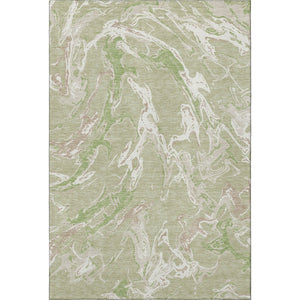 HomeRoots 8' X 10' Artichoke Green Abstract Washable Area Rug with UV Protection for Indoor & Outdoor Use 681213
