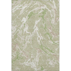 HomeRoots 10' X 14' Artichoke Green Abstract Washable Area Rug - UV Protection, Stain Resistant, Durable Design 681215