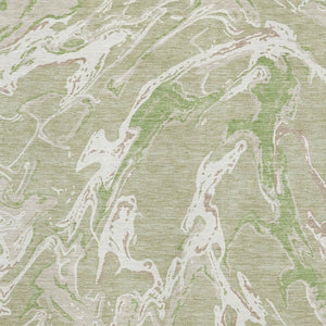 HomeRoots 10' X 14' Artichoke Green Abstract Washable Area Rug - UV Protection, Stain Resistant, Durable Design 681215