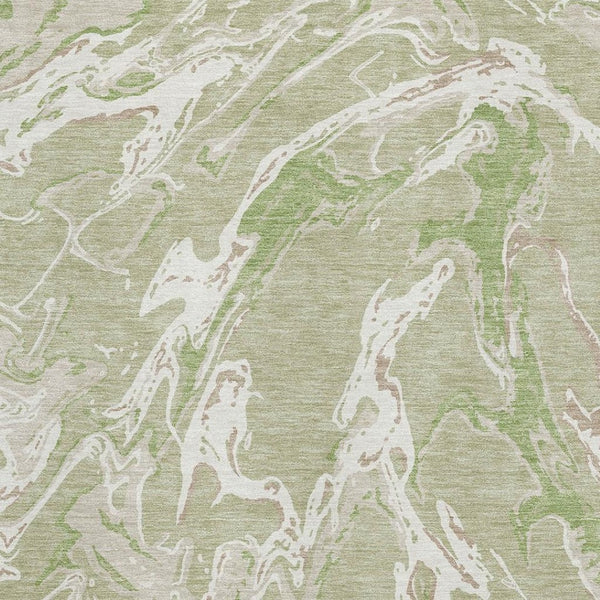 HomeRoots 10' X 14' Artichoke Green Abstract Washable Area Rug - UV Protection, Stain Resistant, Durable Design 681215