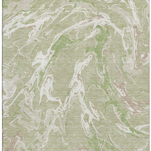 HomeRoots 10' X 14' Artichoke Green Abstract Washable Area Rug - UV Protection, Stain Resistant, Durable Design 681215
