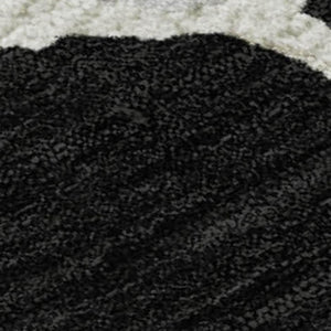 HomeRoots 5' X 8' Black Ivory Gray Abstract Area Rug - Washable, Stain-Resistant, UV Protected for Modern Spaces 681217