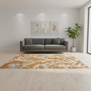 HomeRoots 5' X 8' Stylish Copper Gray and Ivory Abstract Area Rug – Washable, UV Protected, Durable Design! 681229