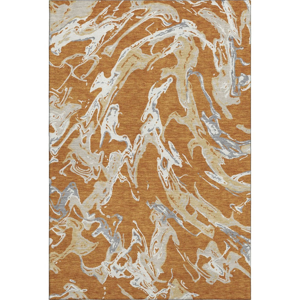 HomeRoots 8' X 10' Copper Gray & Ivory Abstract Washable Area Rug - Stylish, UV Protected & Stain Resistant! 681231