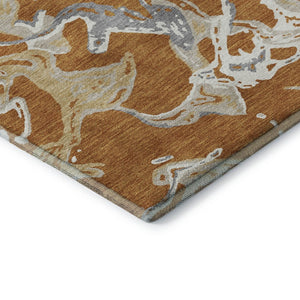 HomeRoots 8' X 10' Copper Gray & Ivory Abstract Washable Area Rug - Stylish, UV Protected & Stain Resistant! 681231