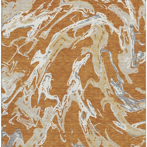 HomeRoots 8' X 10' Copper Gray & Ivory Abstract Washable Area Rug - Stylish, UV Protected & Stain Resistant! 681231