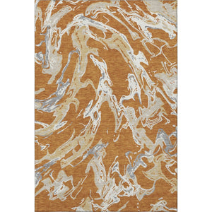 HomeRoots 8' X 10' Copper Gray & Ivory Abstract Washable Area Rug - Stylish, UV Protected & Stain Resistant! 681231