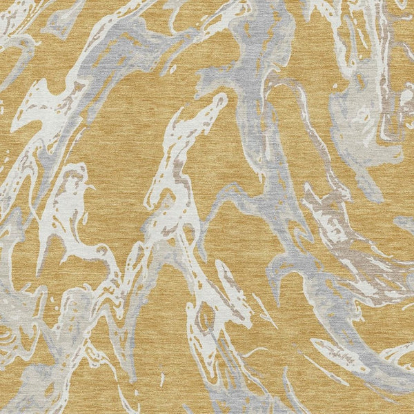 HomeRoots 5' X 8' Washable Gold Gray Beige Abstract Area Rug - UV Protected, Durable, Modern Style for Homes 681235