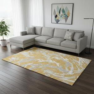 HomeRoots 8' X 10' Modern Abstract Area Rug - Durable, Washable, Stain-Resistant with UV Protection for Homes 681237