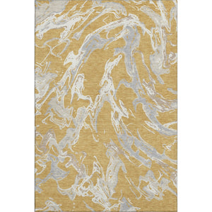 HomeRoots 10' X 14' Abstract Washable Area Rug in Gold, Gray & Beige - Durable, Stain-Resistant & UV Protected 681239