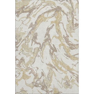 HomeRoots 10' X 14' Ivory Beige & Gold Abstract Area Rug – Stylish, Washable, UV-Protected for Busy Homes 681251