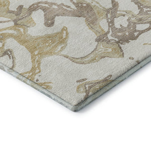 HomeRoots 10' X 14' Ivory Beige & Gold Abstract Area Rug – Stylish, Washable, UV-Protected for Busy Homes 681251