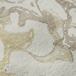 HomeRoots 10' X 14' Ivory Beige & Gold Abstract Area Rug – Stylish, Washable, UV-Protected for Busy Homes 681251