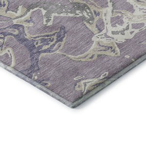 HomeRoots 8' X 10' Abstract Lavender Ivory Beige Washable Area Rug - UV Protected, Durable & Pet-Friendly Design 681255