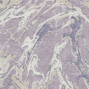 HomeRoots 8' X 10' Abstract Lavender Ivory Beige Washable Area Rug - UV Protected, Durable & Pet-Friendly Design 681255