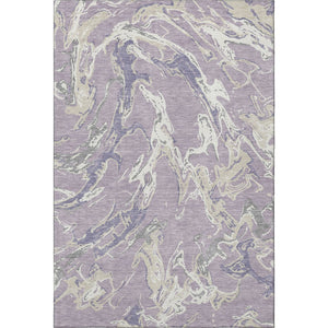 HomeRoots 9' X 12' Abstract Washable Area Rug in Lavender, Ivory & Beige - UV Protected, Durable & Stylish 681256