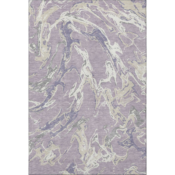 HomeRoots 9' X 12' Abstract Washable Area Rug in Lavender, Ivory & Beige - UV Protected, Durable & Stylish 681256
