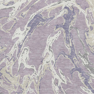 HomeRoots 10' X 14' Abstract Lavender Ivory Beige Area Rug – Washable, Stain-Resistant & UV Protected Decor 681257