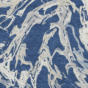 HomeRoots 5' X 8' Modern Navy Blue, Ivory & Gray Washable Area Rug with UV Protection for Active Homes 681259