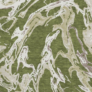 HomeRoots 5' X 8' Washable Olive Green Ivory Taupe Area Rug with UV Protection – Stylish & Durable Home Decor 681265