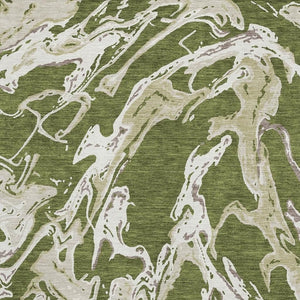 HomeRoots 8' X 10' Olive Green Abstract Washable Area Rug – Modern, UV-Protected, Easy-Care for Active Homes 681267