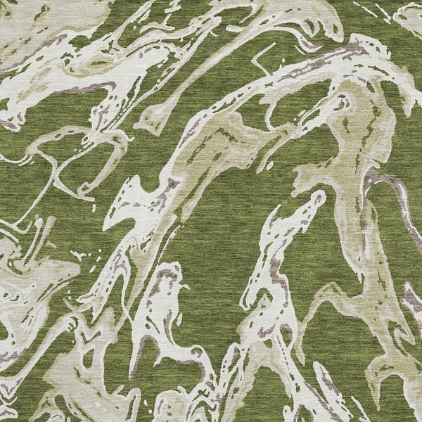 HomeRoots 8' X 10' Olive Green Abstract Washable Area Rug – Modern, UV-Protected, Easy-Care for Active Homes 681267