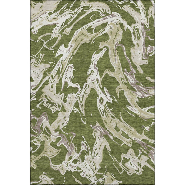 HomeRoots 9' Contemporary Abstract Area Rug in Olive Green, Ivory & Taupe – Washable, UV Protected & Durable! 681268