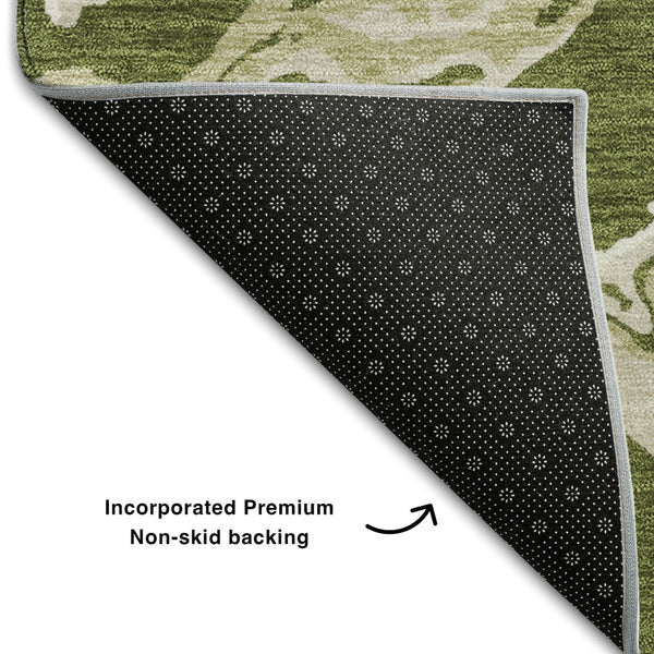 HomeRoots 9' Contemporary Abstract Area Rug in Olive Green, Ivory & Taupe – Washable, UV Protected & Durable! 681268