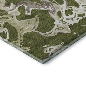 HomeRoots 9' Contemporary Abstract Area Rug in Olive Green, Ivory & Taupe – Washable, UV Protected & Durable! 681268