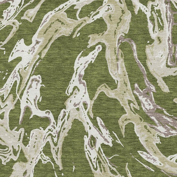HomeRoots 9' Contemporary Abstract Area Rug in Olive Green, Ivory & Taupe – Washable, UV Protected & Durable! 681268