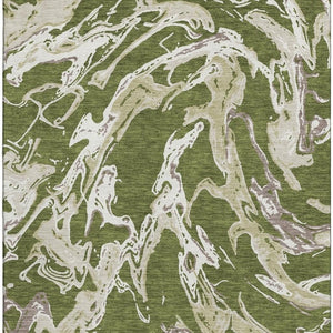 HomeRoots 9' Contemporary Abstract Area Rug in Olive Green, Ivory & Taupe – Washable, UV Protected & Durable! 681268