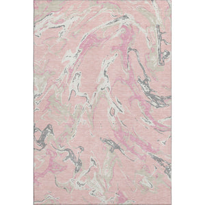 HomeRoots 10' X 14' Pink Ivory and Gray Abstract Washable Area Rug - Stylish, Durable, UV-Protected & Low-Maintenance 681275