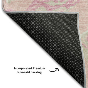 HomeRoots 10' X 14' Pink Ivory and Gray Abstract Washable Area Rug - Stylish, Durable, UV-Protected & Low-Maintenance 681275