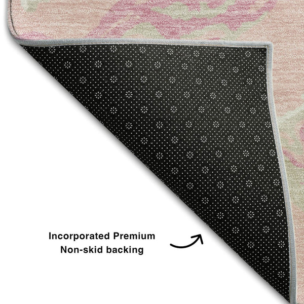 HomeRoots 10' X 14' Pink Ivory and Gray Abstract Washable Area Rug - Stylish, Durable, UV-Protected & Low-Maintenance 681275