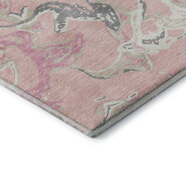 HomeRoots 10' X 14' Pink Ivory and Gray Abstract Washable Area Rug - Stylish, Durable, UV-Protected & Low-Maintenance 681275