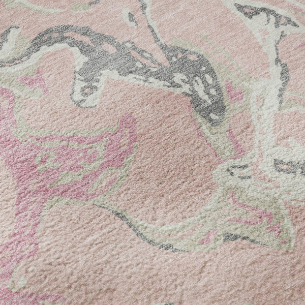 HomeRoots 10' X 14' Pink Ivory and Gray Abstract Washable Area Rug - Stylish, Durable, UV-Protected & Low-Maintenance 681275