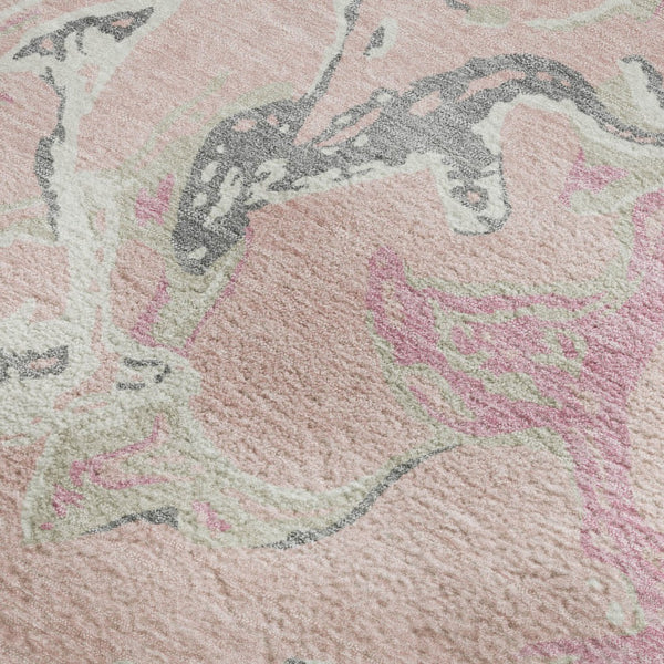 HomeRoots 10' X 14' Pink Ivory and Gray Abstract Washable Area Rug - Stylish, Durable, UV-Protected & Low-Maintenance 681275