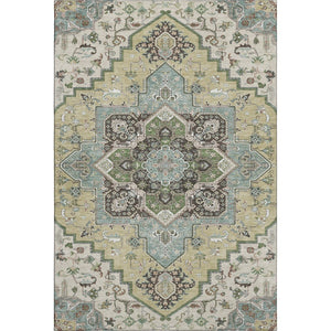 HomeRoots 5' X 8' Beige Sage and Ivory Washable Area Rug - Elegant, Durable, UV-Protected for Homes with Kids & Pets 681283